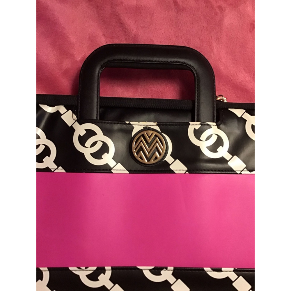 Black Hot Pink White Chain Laptop Bag NEW - Picture 4 of 16